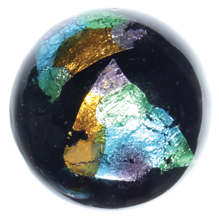 22mm CLEOPATRA Black Colored Foil Handmade Contemporary art glass Marble 7/8″
