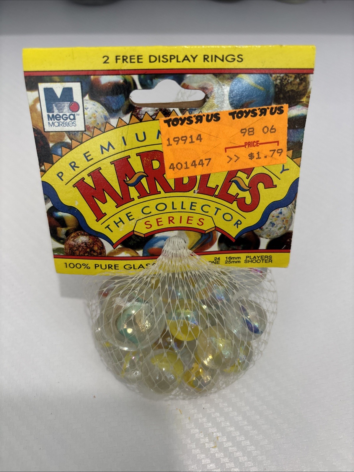 “FLAMES” VACOR MEGA MARBLES Vintage 1990s Net Bag 24 16mm/1 25mm Shooter