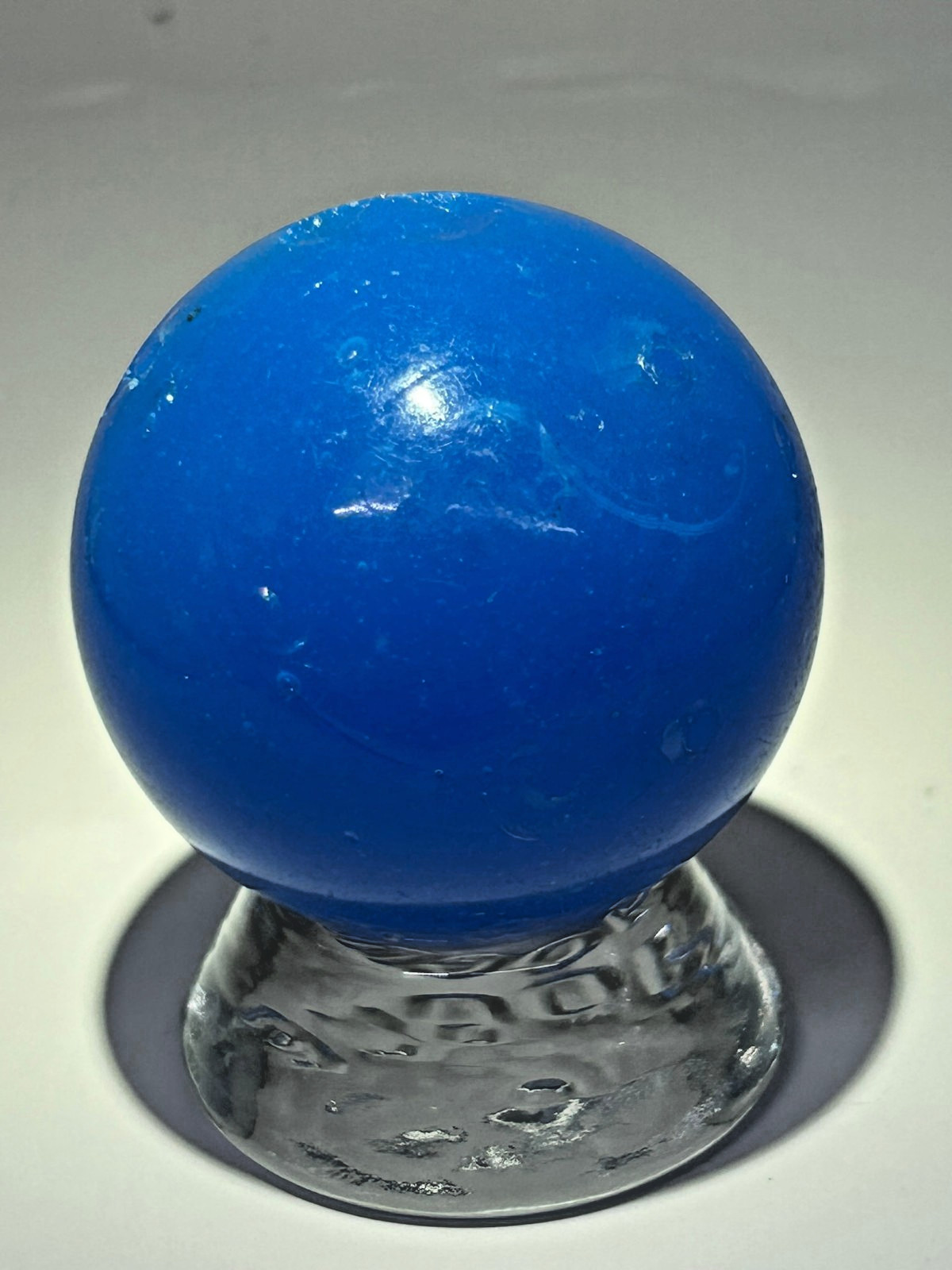 Vintage Christensen Agate Blue Opaque Melon Ball Marble 1-51/64″ NM E3.16