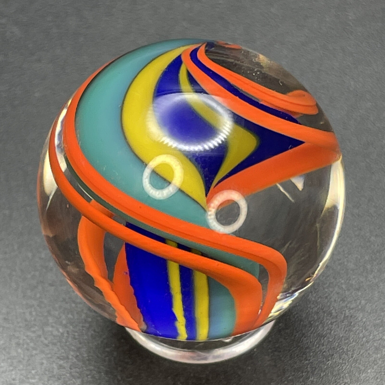 William Murray Contemporary Handmade Ribbon Core Swirl Marble 1-1/4”