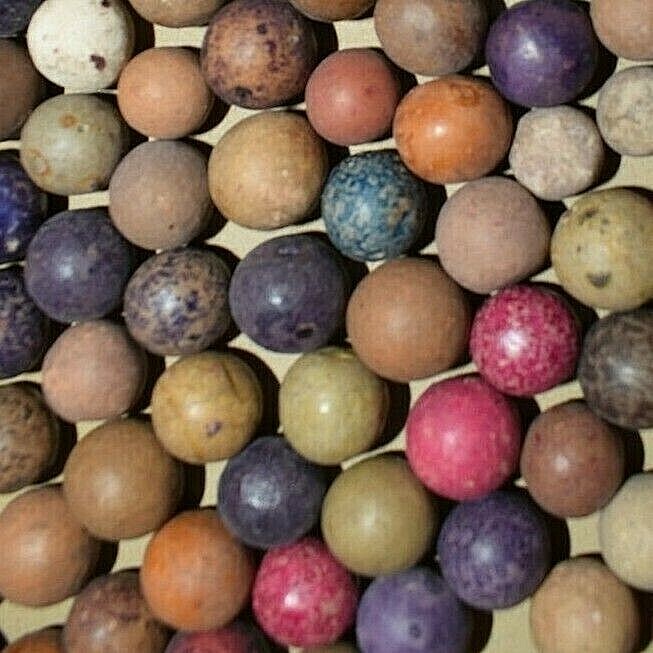 1800s Civil War era Colored Dye’s Clay Marbles Lot of 20 Size .500″ = 1/2″ + or-