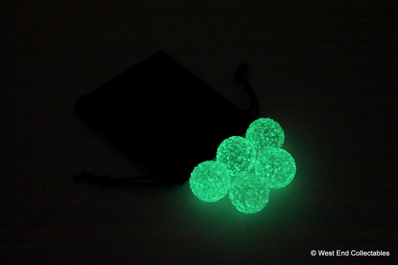 5 x 16mm Glowing Glow in the Dark Crystal Textured Toy Glass Marbles in Gift Bag