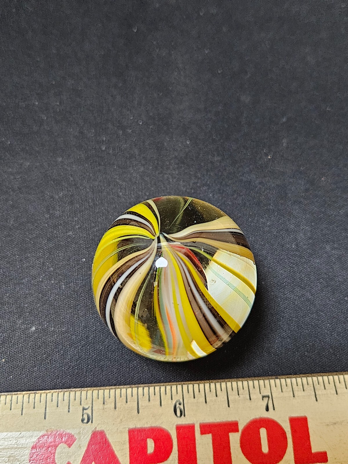 Vintage Glass Swirl Ribbon Very Large Shooter Marble No chips or cracks! Look!