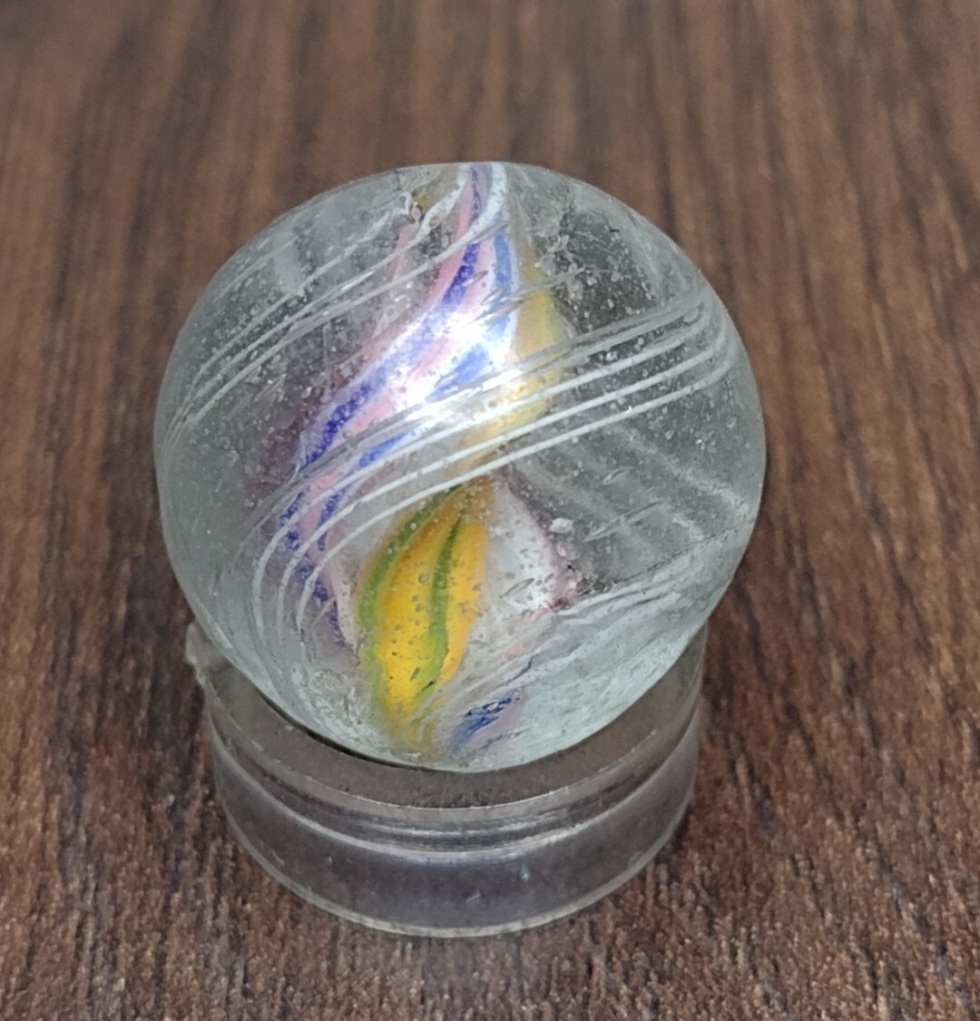 .72″ Sweet 🎂 MultiColor Divided Core Swirl 💎 Handmade Vintage German Marbles