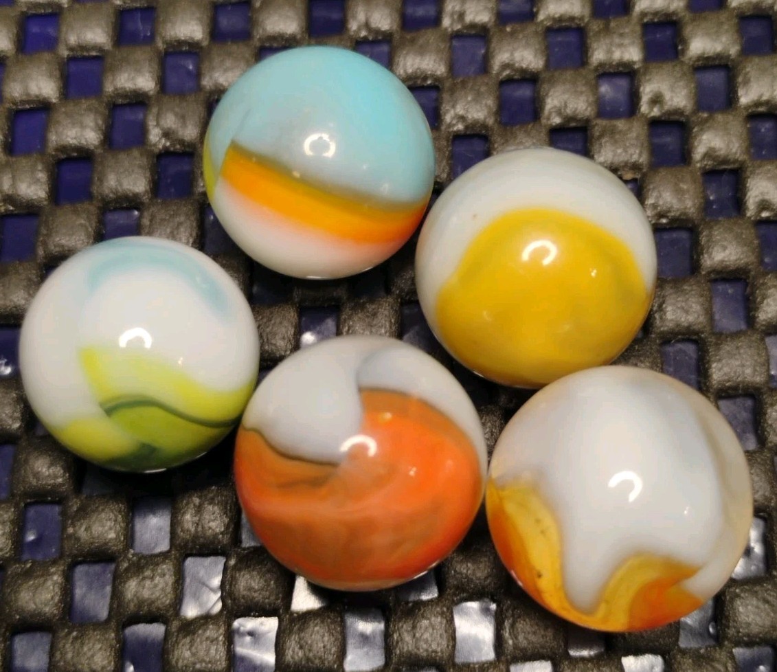 .65″-.60″ VINTAGE VITRO MARBLES LOT OF 5🔥GLASS COLLECTOR TOYS