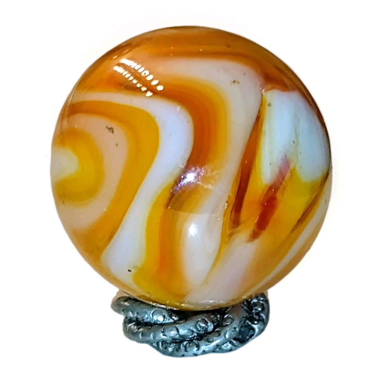 Vintage Alley Agate Flame Swirl Shooter Opaque Multi Color Glass Toy Marble .92″