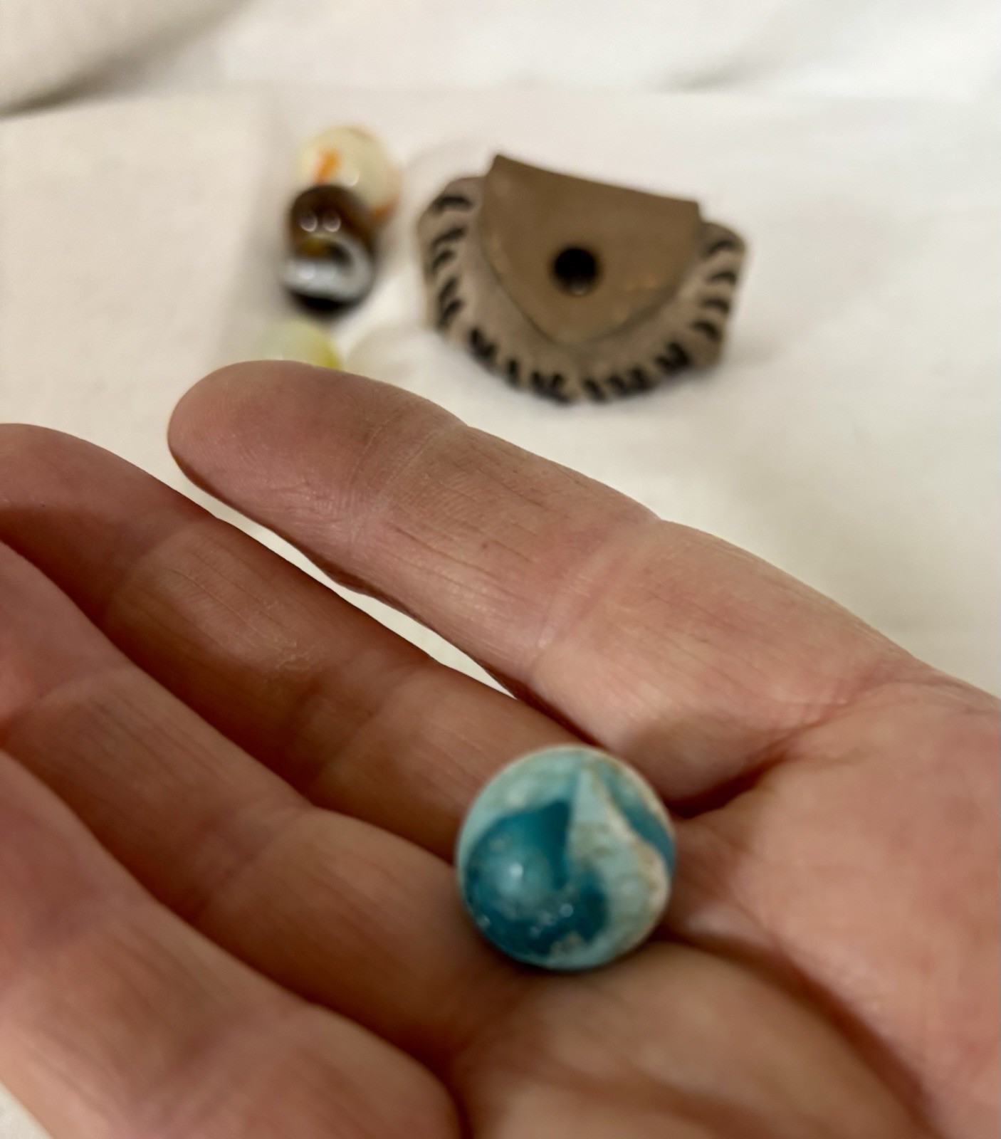 Vintage Marbles, Set of 7, Plus Leather Marble Pouch