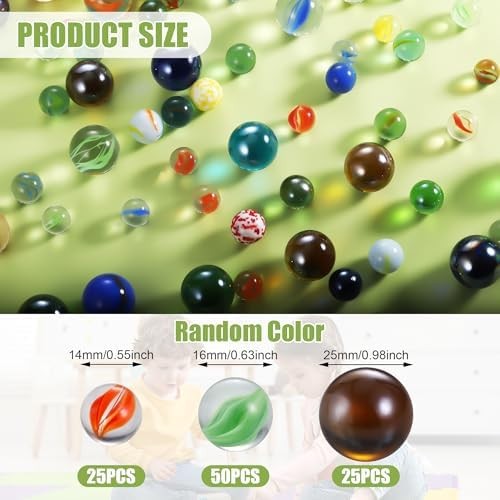 Glass Marbles, Bulk 100Pcs Cat Eye Mix Colors Medium Sized Thick Marble Decorati