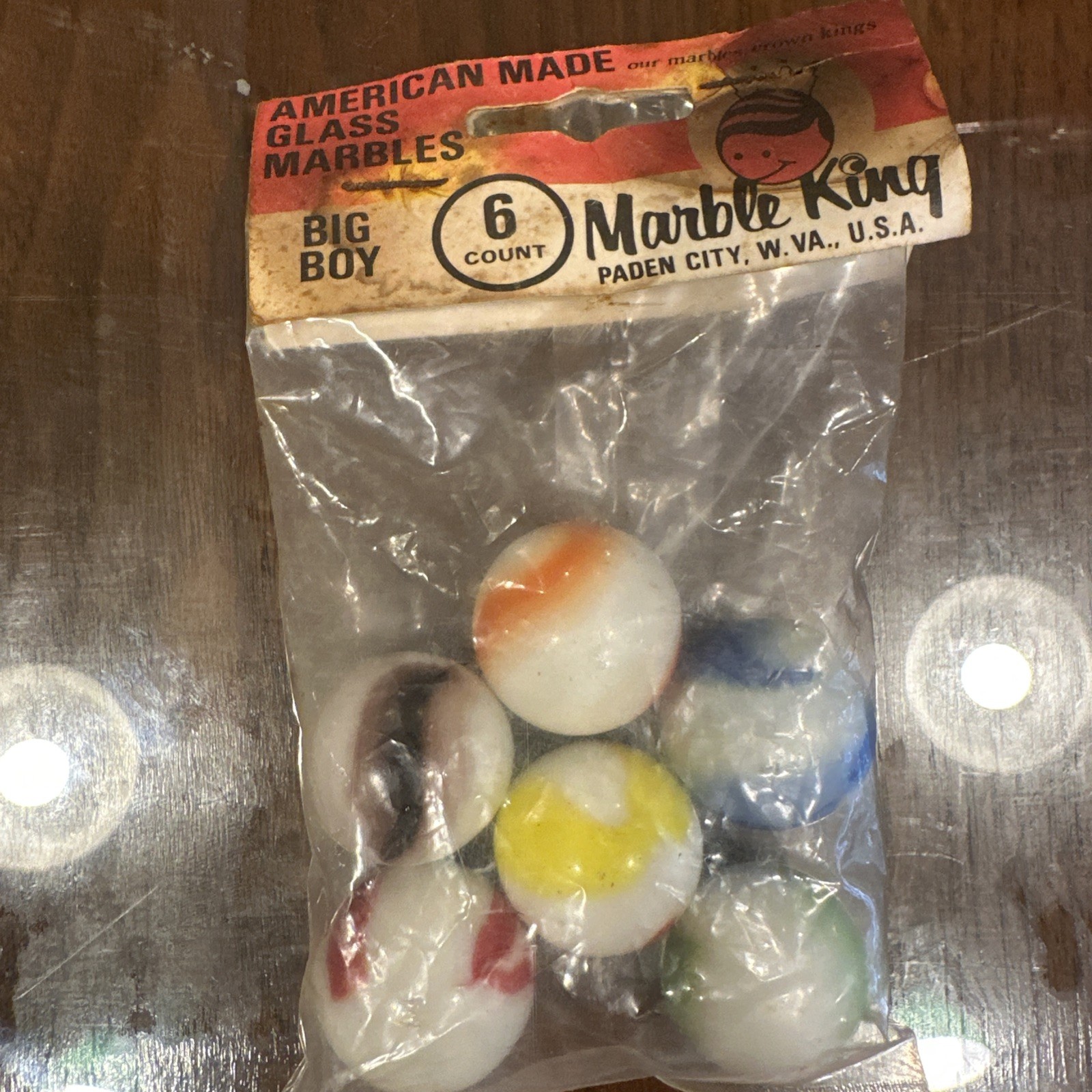 New Old Stock MARBLE King BOWLERS 6 MARBLES IN ORIGINAL PACK, 7/8 inch T41
