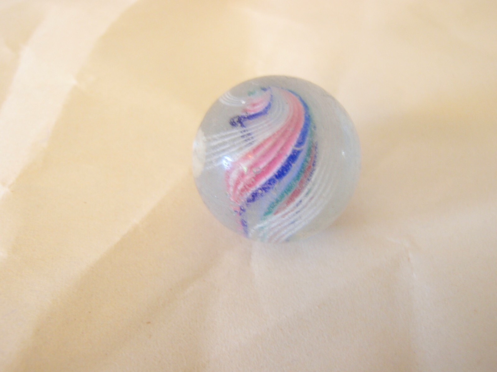 Handmade German Marble Multi Color Divided Ribbon Core Swirl Marble 0.748”