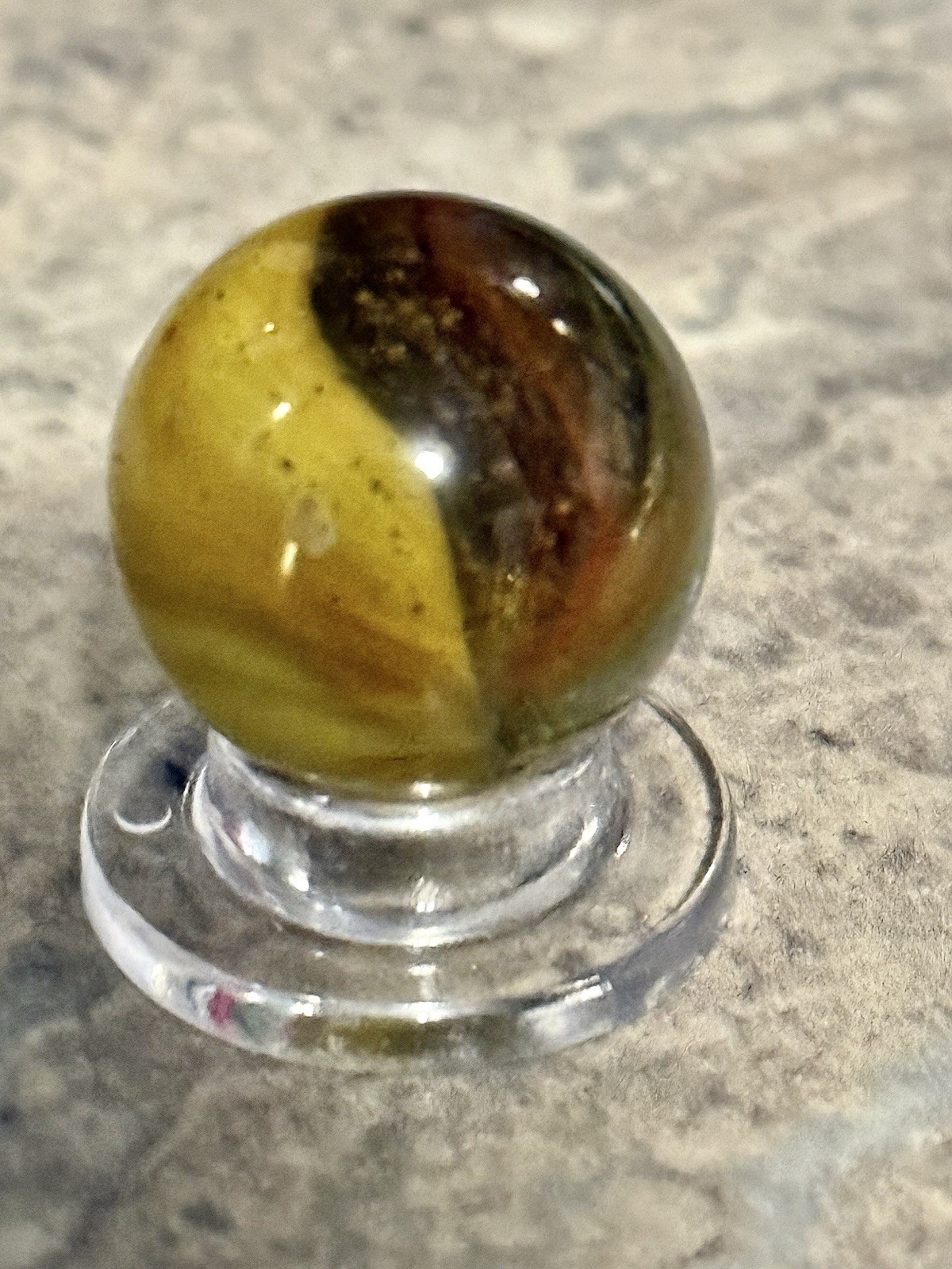 RARE 40’s NM/M Peltier Rainbo “LEMONADE OXBLOOD” Marble 0.697” UV REACTIVE! OBO