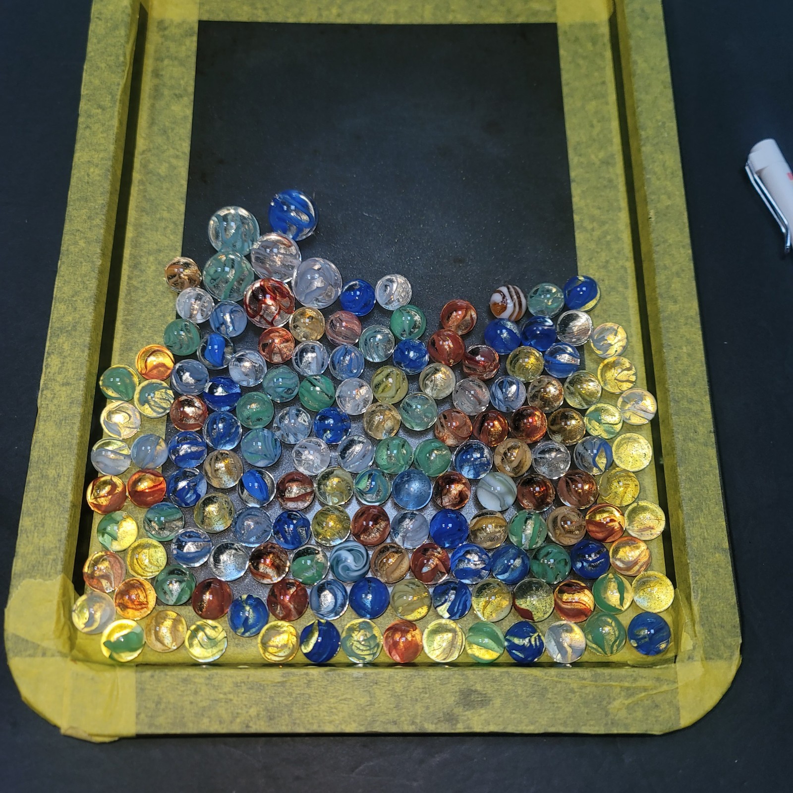 Vintage Marbles Lot Of 146pcs. Vitro Horseshoe Cat Eye Collection. 15mm-22mm