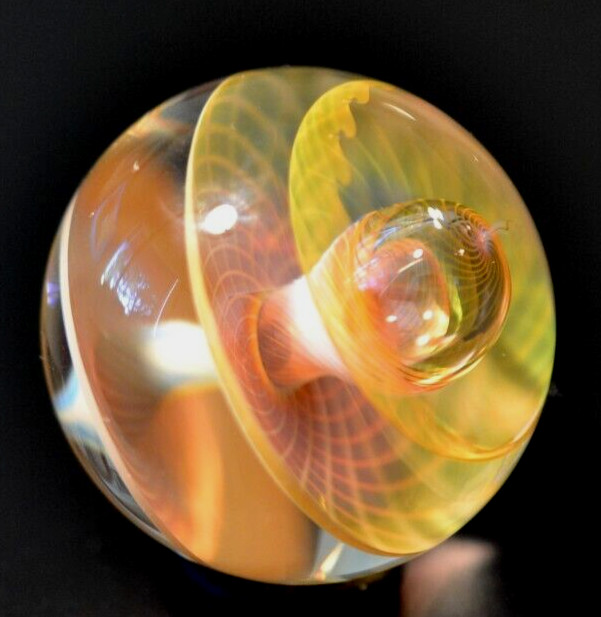 COHESION GLASS MARBLE/1.340″-3 SPINNING BOWLS-YELLOW, PEACH,PINK,TANGERINE,GOLD