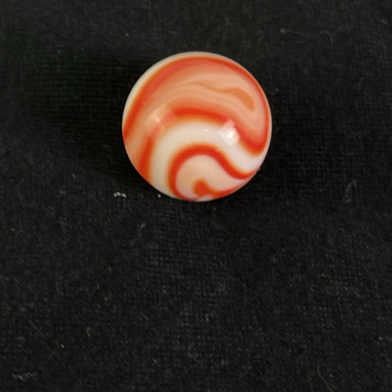 Rare Akro Agate Peltier Art Swirl Glass Marble .64” White Orange