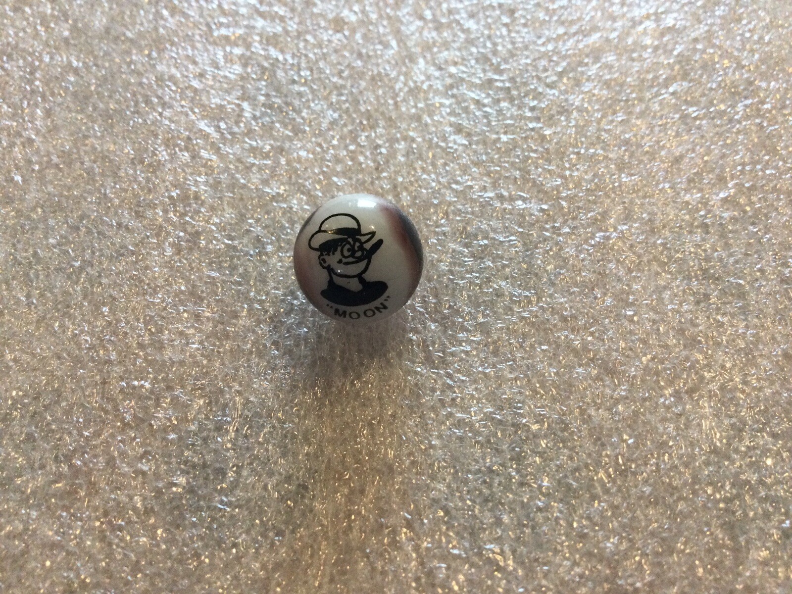 Vintage | “Moon” Comic Picture | Purple & White Swirl Marble