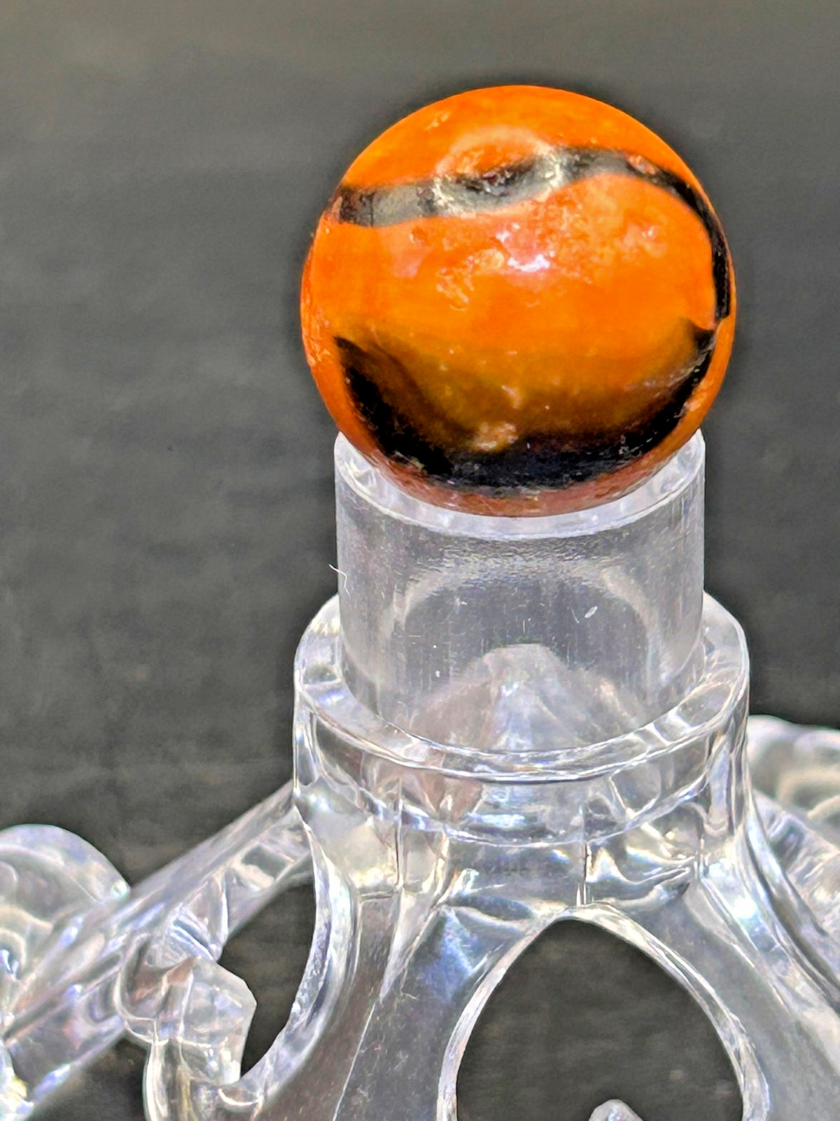 Vintage Peltier NLR Bengal Tiger Marble, Orange/Black Stripe, .68″, NM, P24