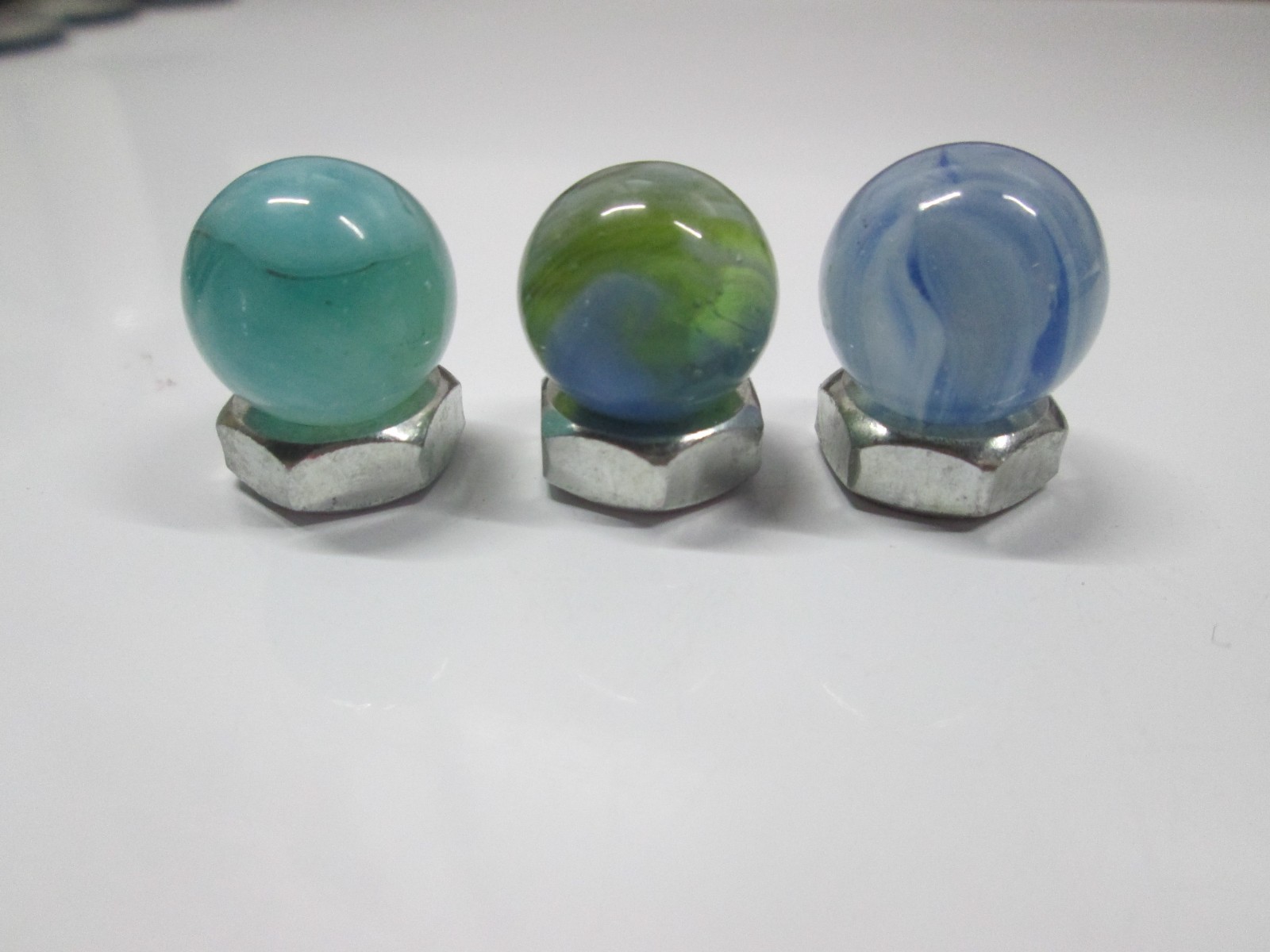 Vintage Translucent Bubble Filled Swirl Marbles Lot of 3 # 15