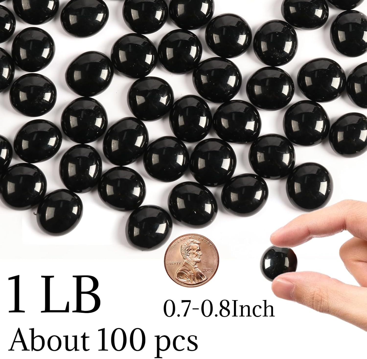 Versatile 0.5lb Black Flat Glass Rocks – Ideal for Floral Arrangements & Crafts