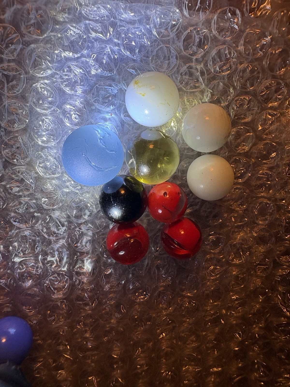 Vintage a lot of 9 marbles, Opaque, Clearies, Sea Foam Frosted, Misc. 1920s-30s