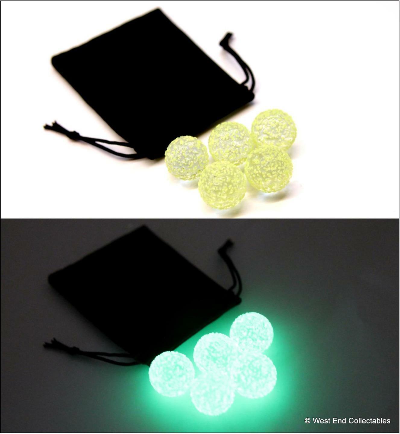 5 x 16mm Glowing Glow in the Dark Crystal Textured Toy Glass Marbles in Gift Bag