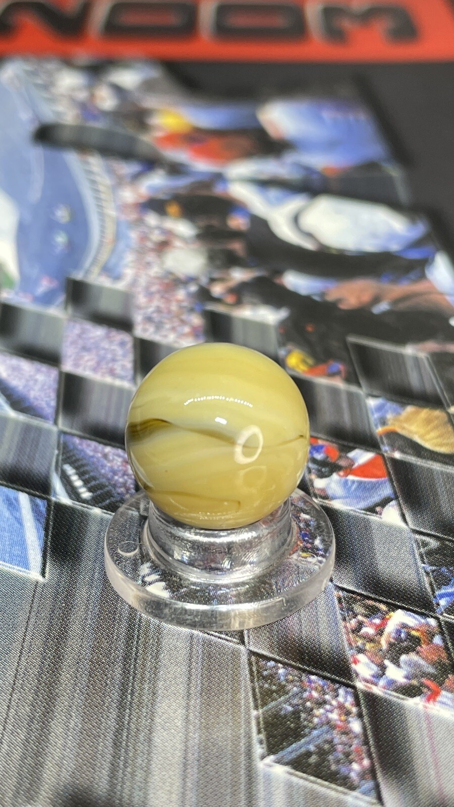 Alley Or Champion Brown & White Crazy Swirl Mystery Marble Vintage Marbles .591
