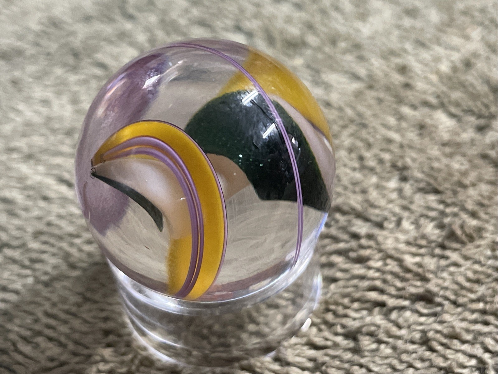 Handmade Contemporary Glass Art Marble 1.1” Spiral Dichroic Swirl