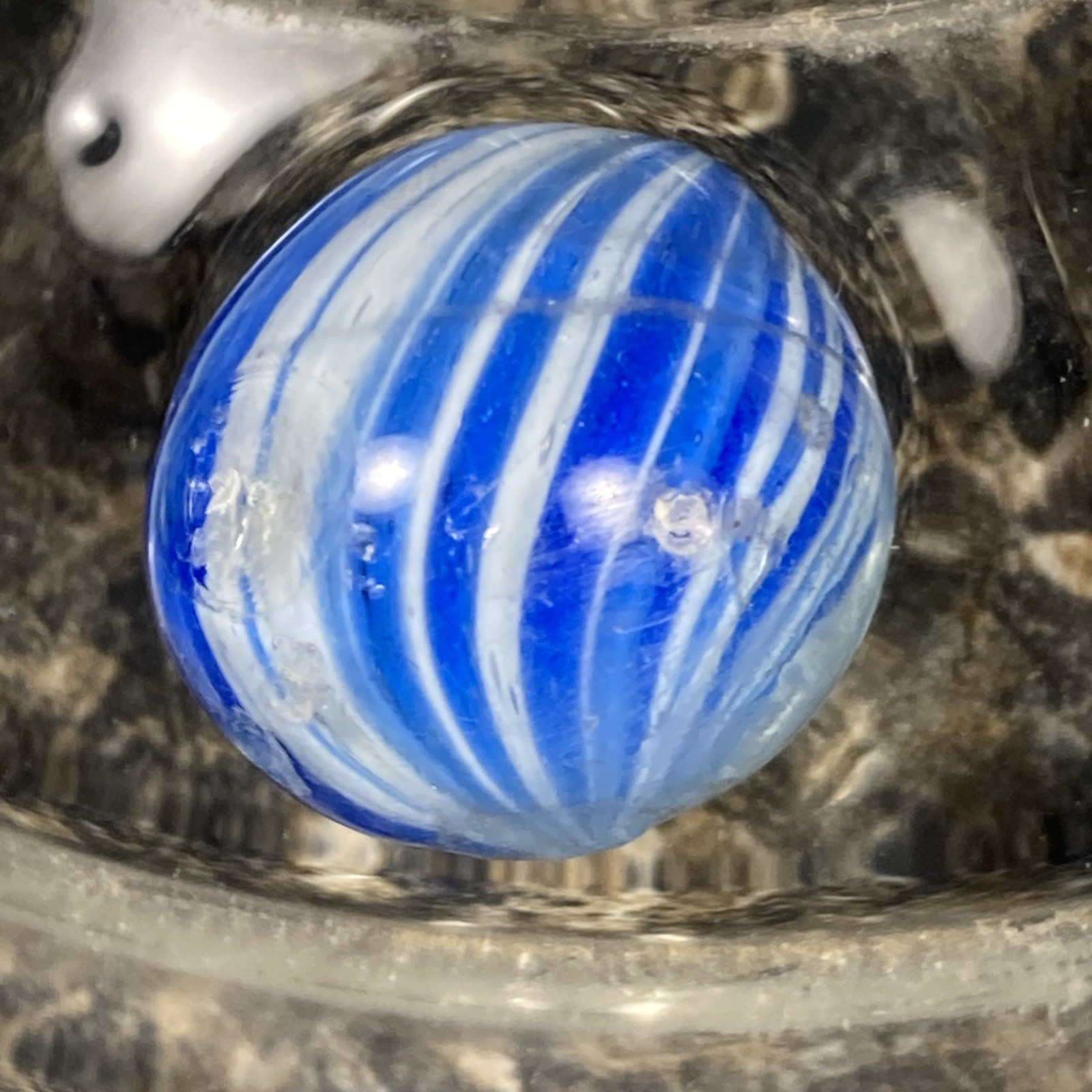 Antique Handmade German Onionskin Swirl Glass Marble .71” S4