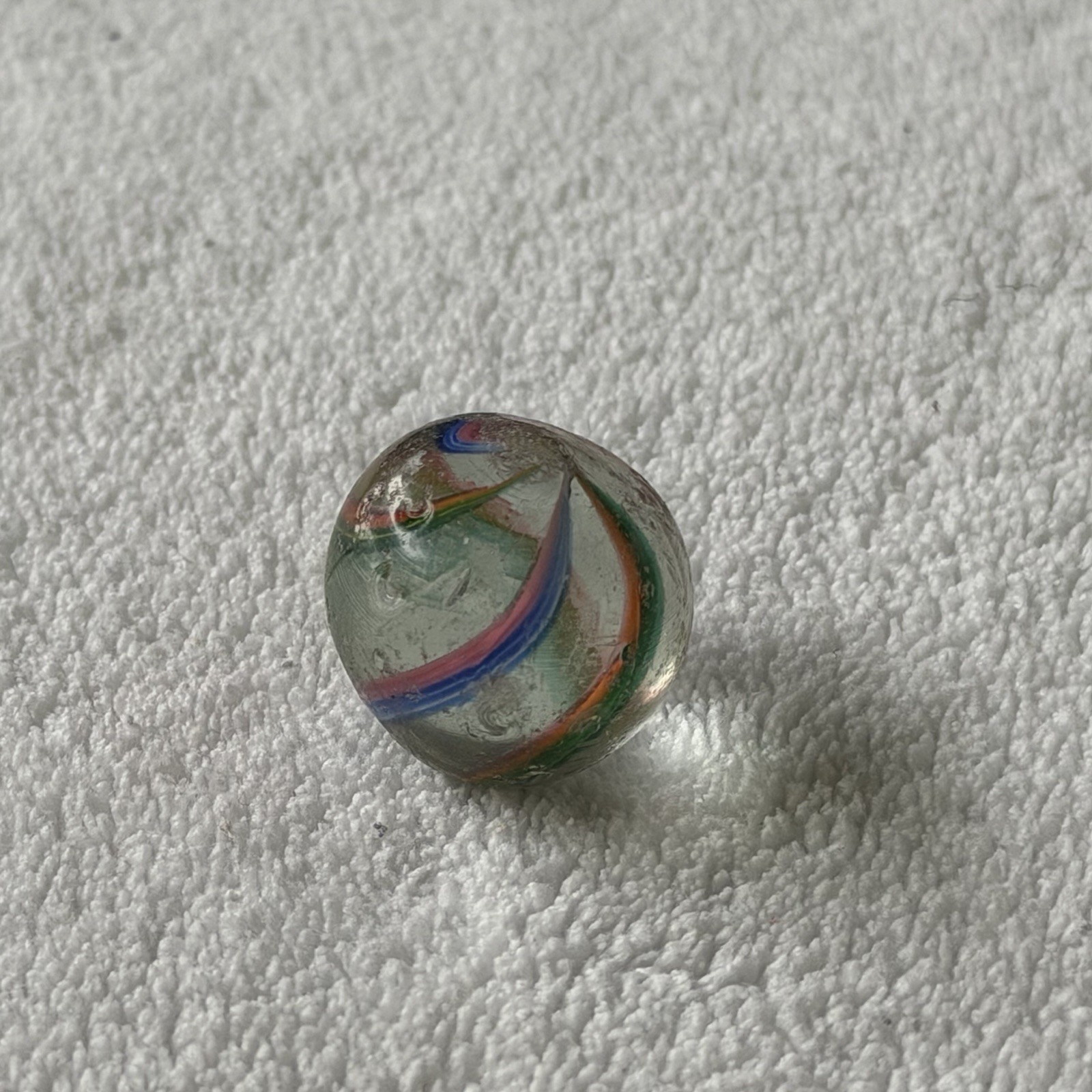 Antique German Handmade Swirl Marble 4-Color Divided Core Shooter .9″ 23mm