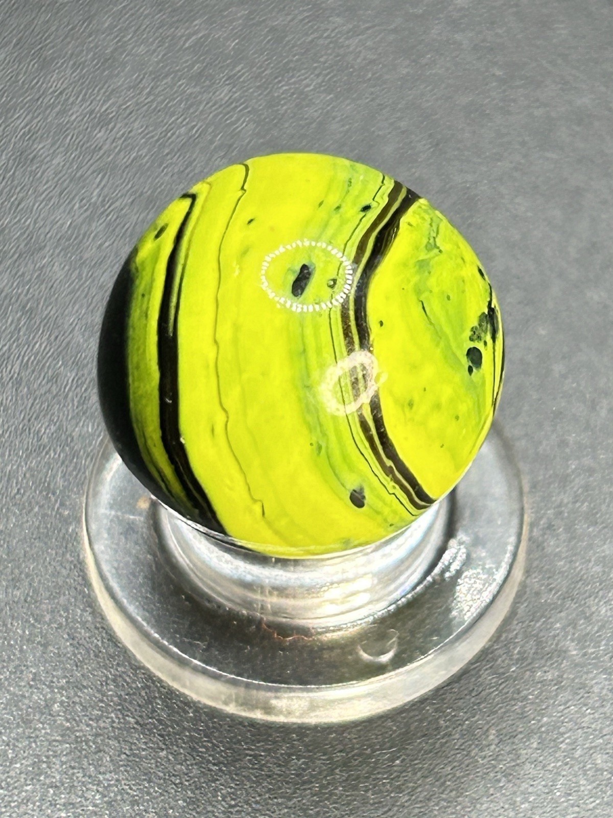 Vintage Electric Yellow Christensen Agate Striped Opaque Marble