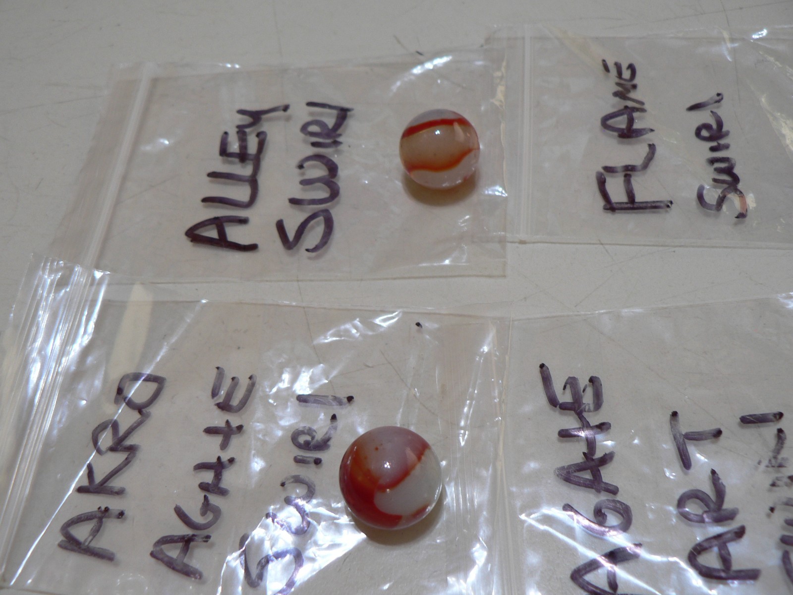 Vintage Akro Agate, Swirl, Peltier, Ball Button, Vitro Congurer Zebra Marbles