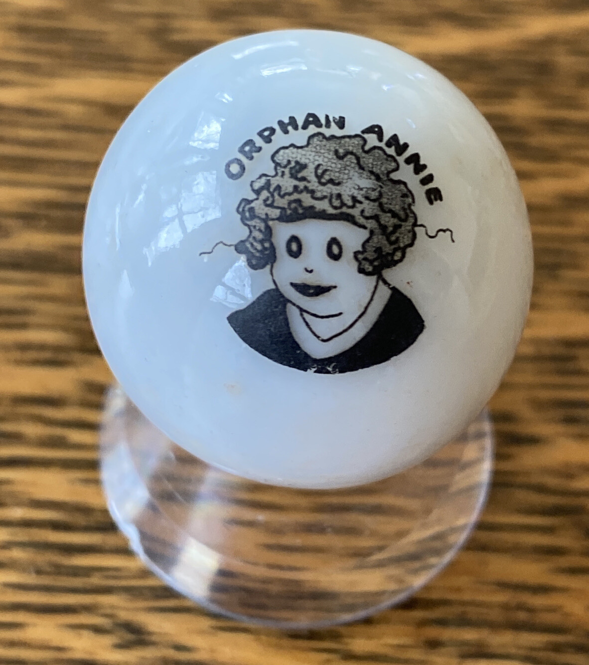 VTG Anitique Machine Made Picture Marble Shooter 1 1/8” Little Orphan Annie
