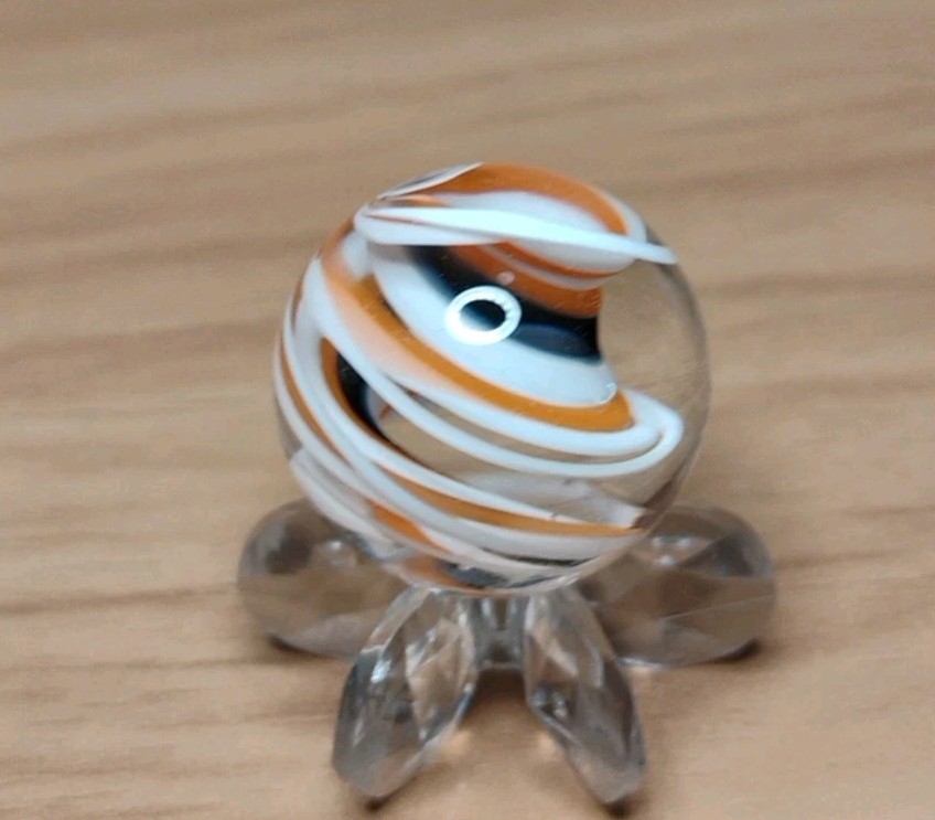 .74″ CONTEMPORARY MARBLES – “ORANGE CREAM” SPIRAL (SIGNED) MINT