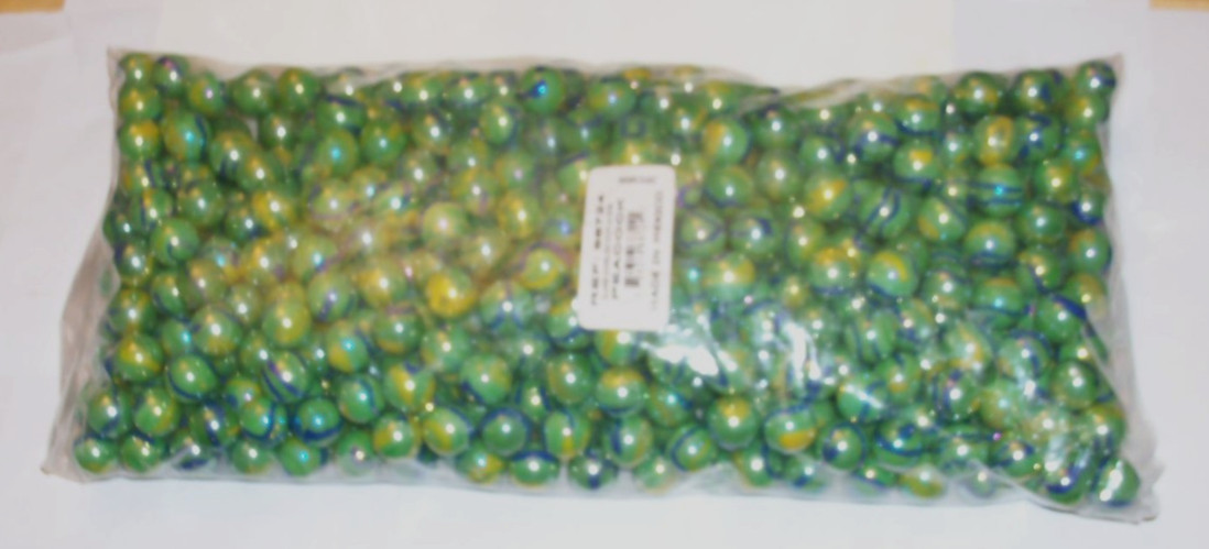 6 POUNDS- 500 PEACOCK MARBLES BRAND NEW IN FACTORY SEALED BAG. SEE PICTURES