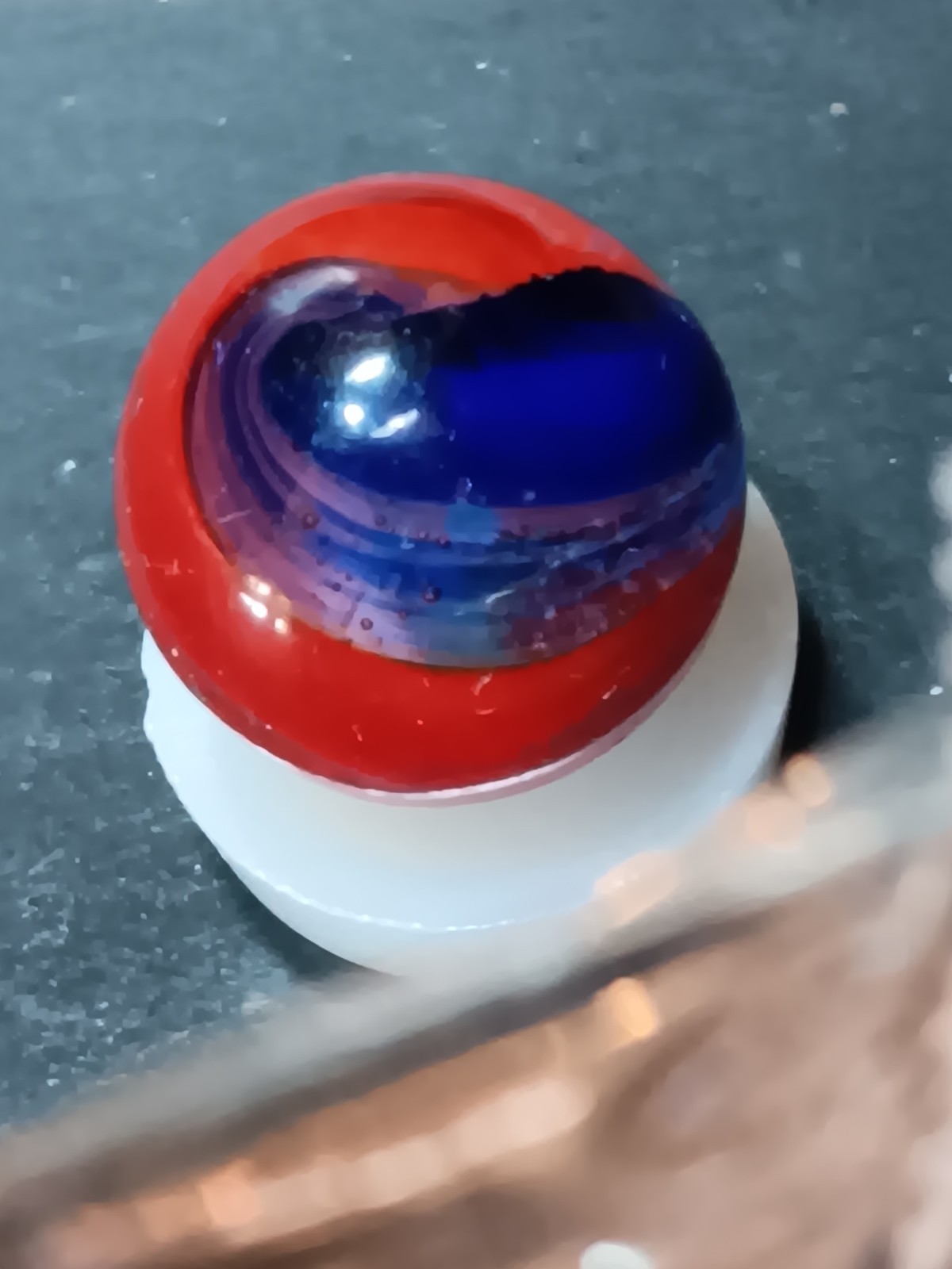 Corkscrew Machine Made Marble Red Blue White Swirl. Akro popeye, mint