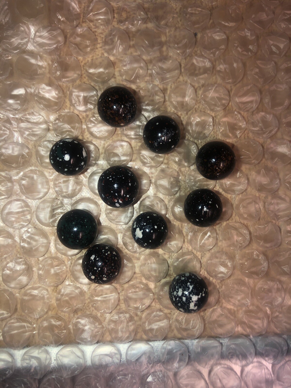 10 Small Vintage Speckled Galaxy Glass Marbles