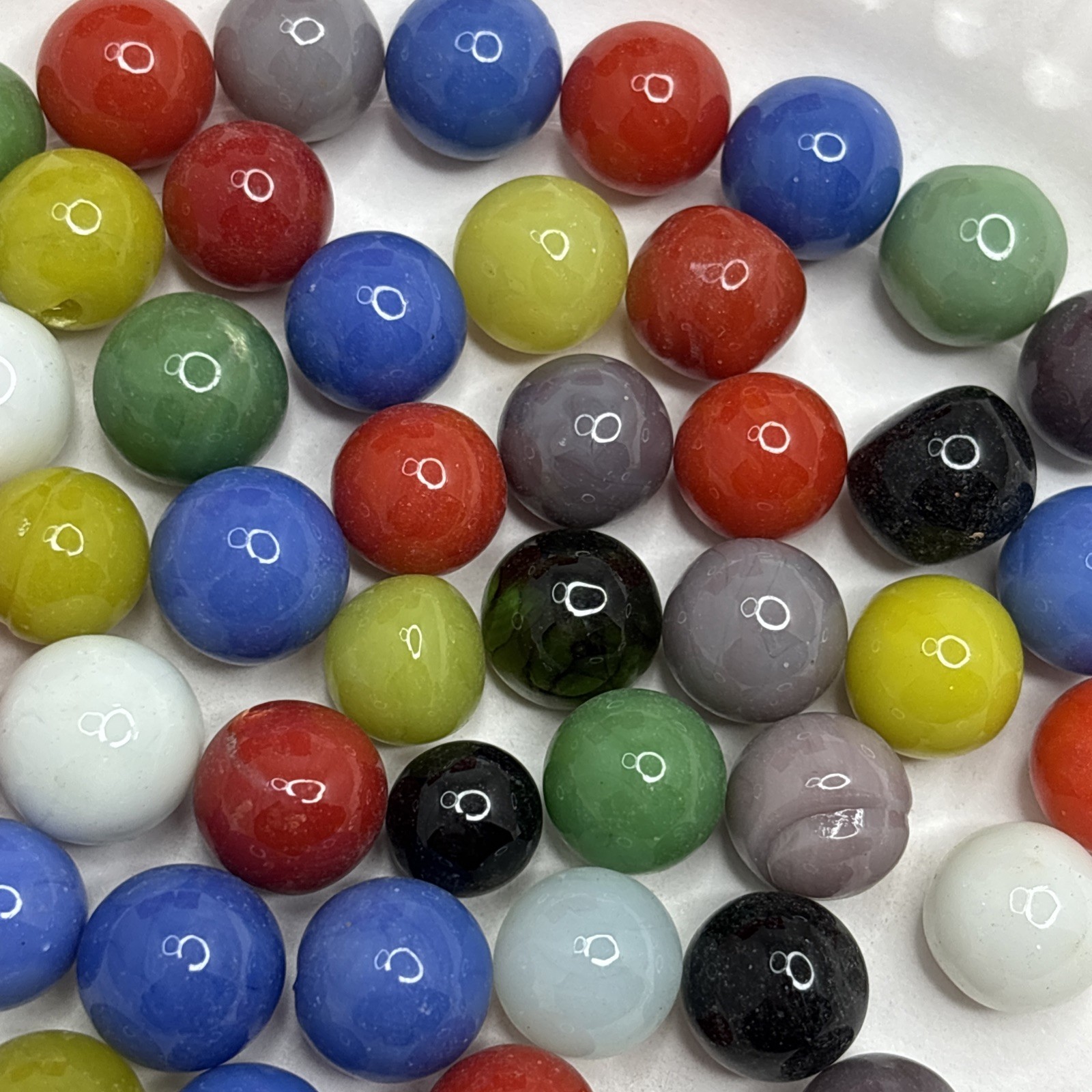 Vintage Bright Color Glass Marbles Lot of 50 Peewee Size A5 Some