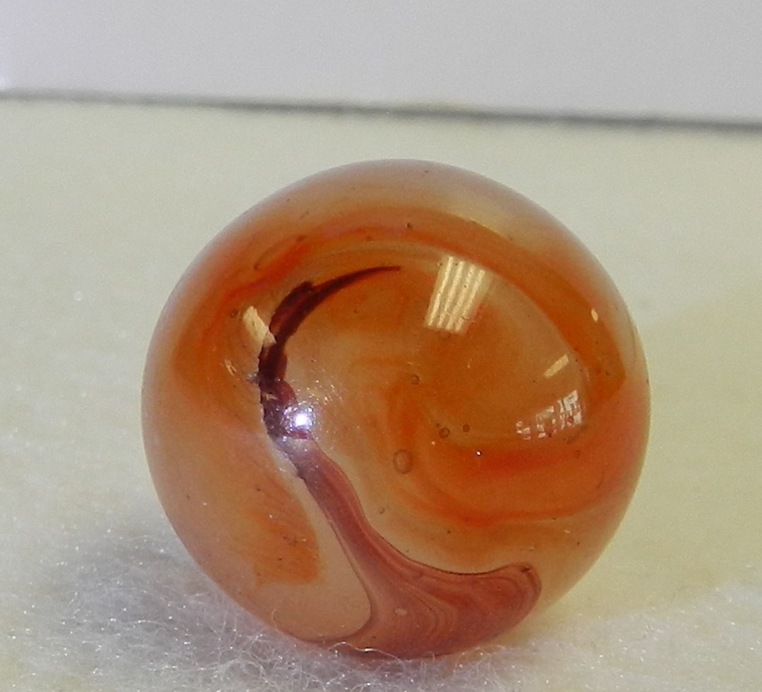20652m Large .75 Vintage Akro Agate Carnelian Oxblood Corkscrew Shooter Marble