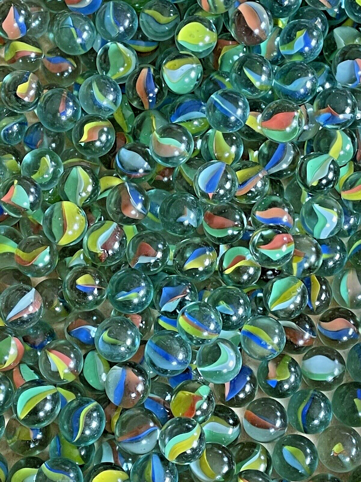 Vintage Glass Ribbon Core Marbles Lot Of 50 Cats Eye Crafts