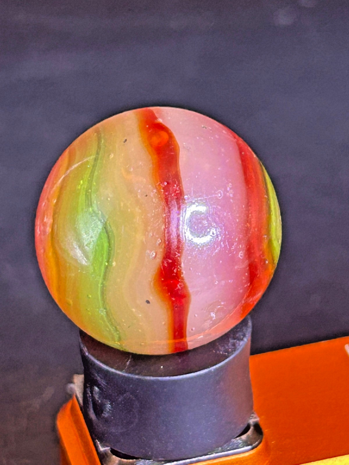 Peltier NLR Flaming Dragon Red, Orange & Green Marble .94″ Near Mint+ SH12