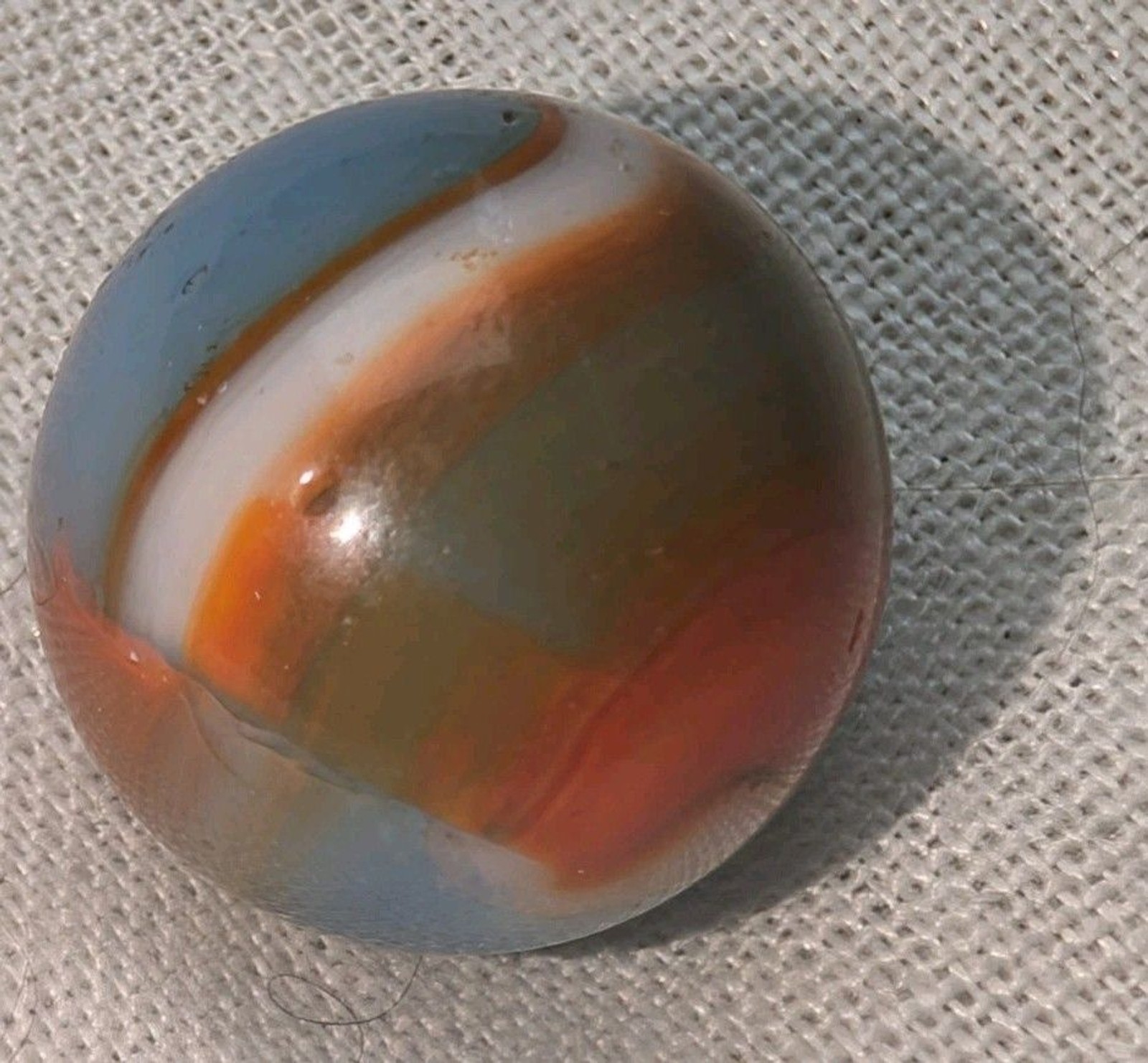 Vintage Peltier NLR Marble .59” Blue White Orange Swirl National Line Rainbo