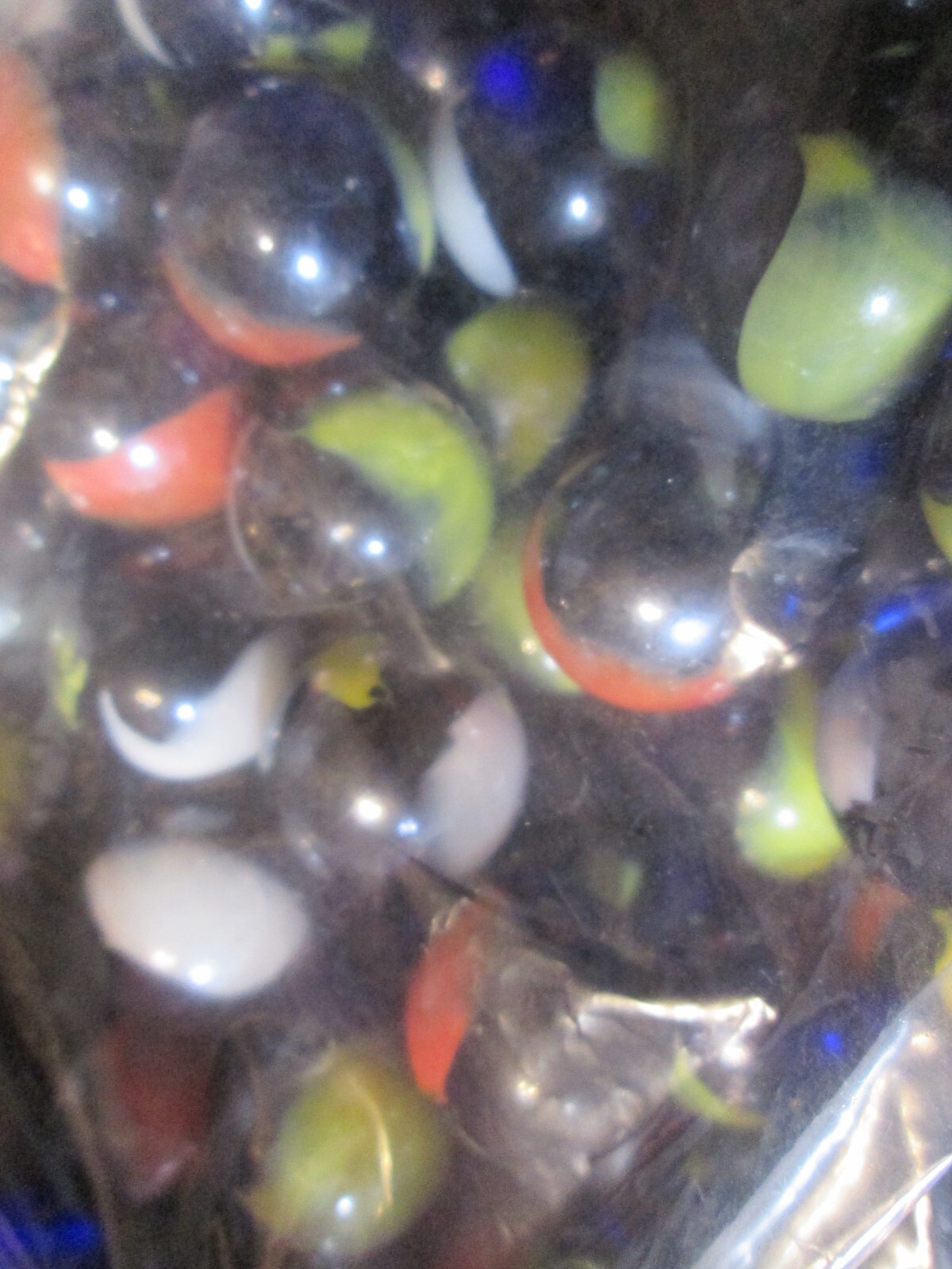 Vintage Translucent Cobalt Blue Patch Marbles 118 Total