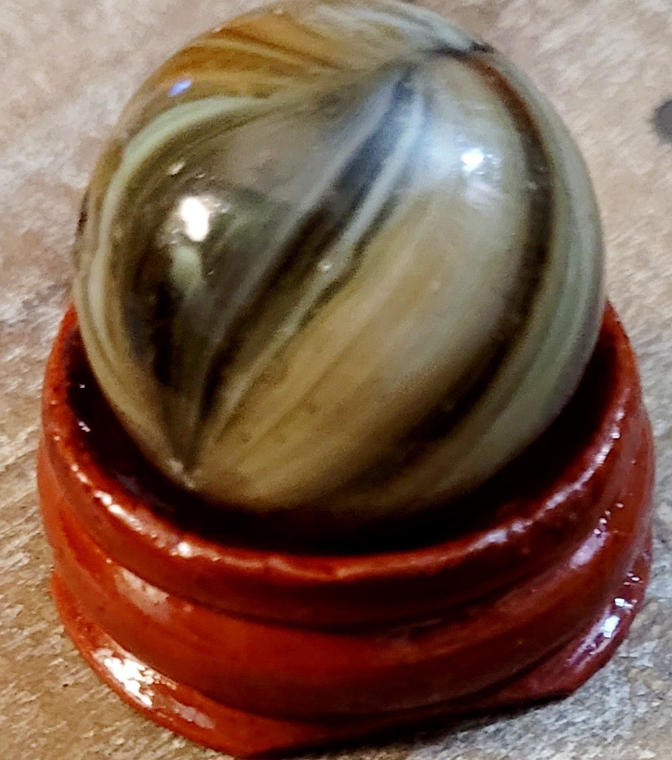 German Handmade Onion Skin Marble, Multi-colored, With Oxblood, Lovely Colors 3″