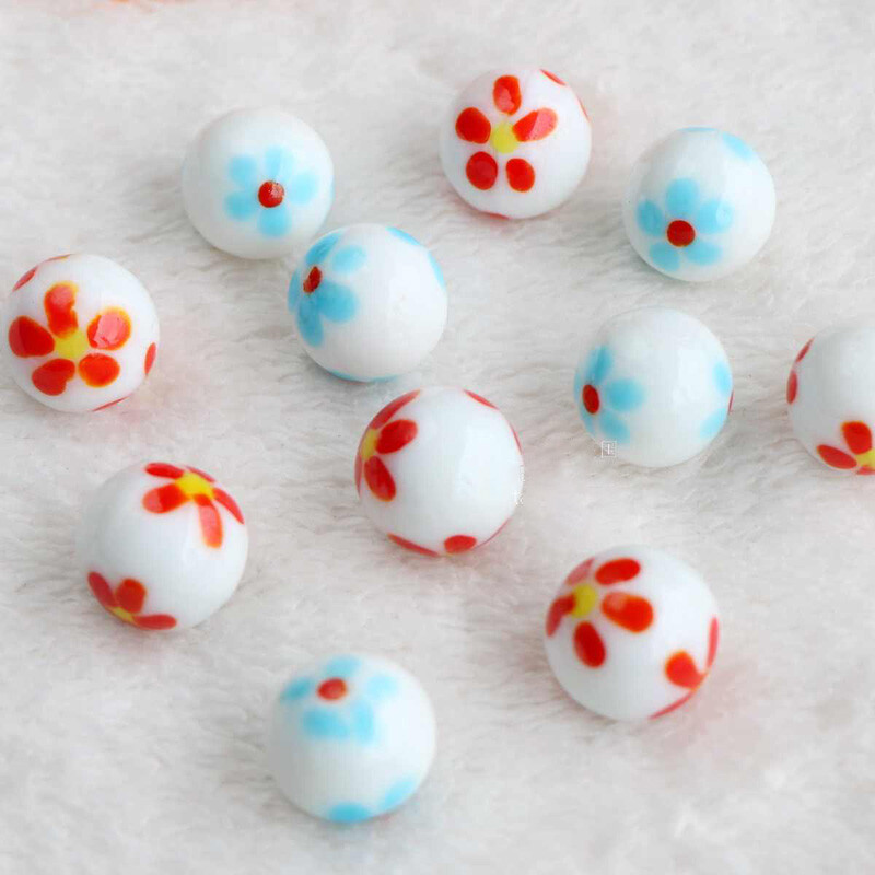 16/18mm Traditional Classic Retro Glass Flower Marbles Game Toy Assorted Colour