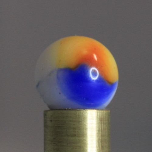 AKRO AGATE CORKSCREW SPIRAL BLUE RUST ORANGE OPAQUE WHITE 5/8″ MARBLE GLASS