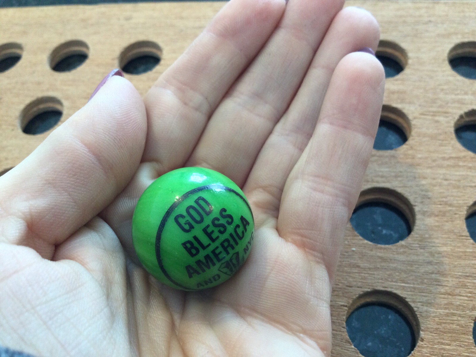 Vintage | “God Bless America And NYC” | Black print on Green Marble