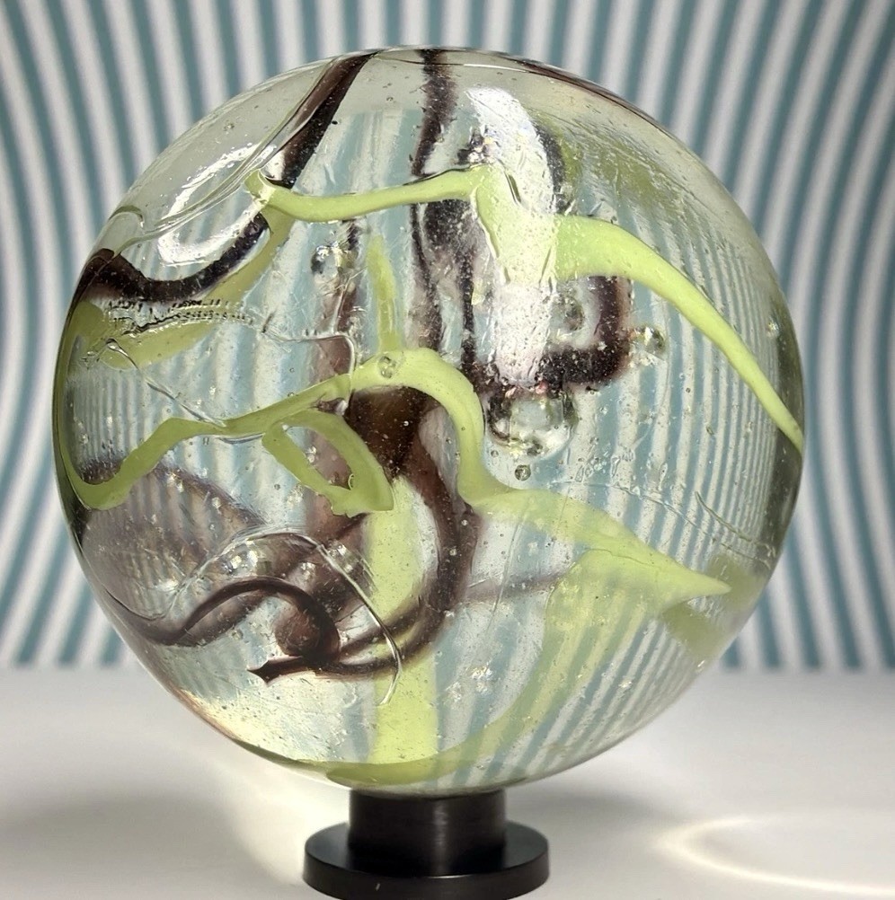Vacor Commando Wire Pull Slag Marble ~1.9″ Toe Breaker Huge Mint Glass Marbles