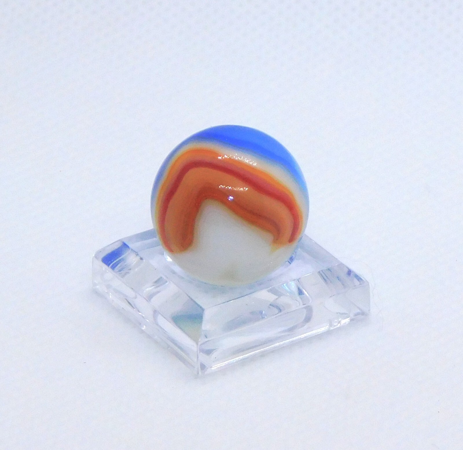 Vintage Glass Marble Patch Swirl Blue Red White Vitro Agate ‘V’ 0.69″ #0-118