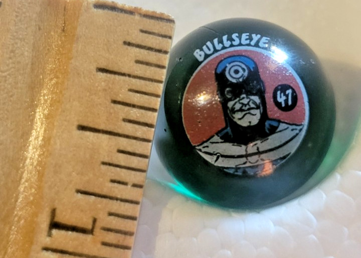 Vintage Marvel Bullseye #41 Translucent Blue Green Glass Marble Collectible