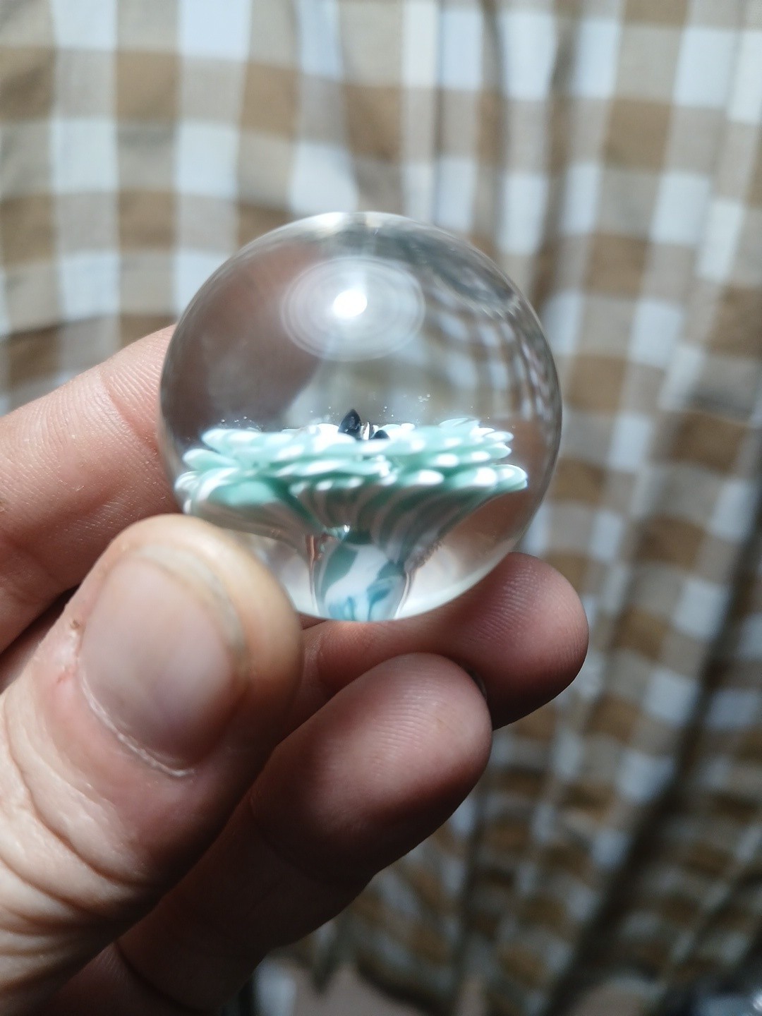 1 3/8 Inch Glass Borosilicate Flower Implosion Marble