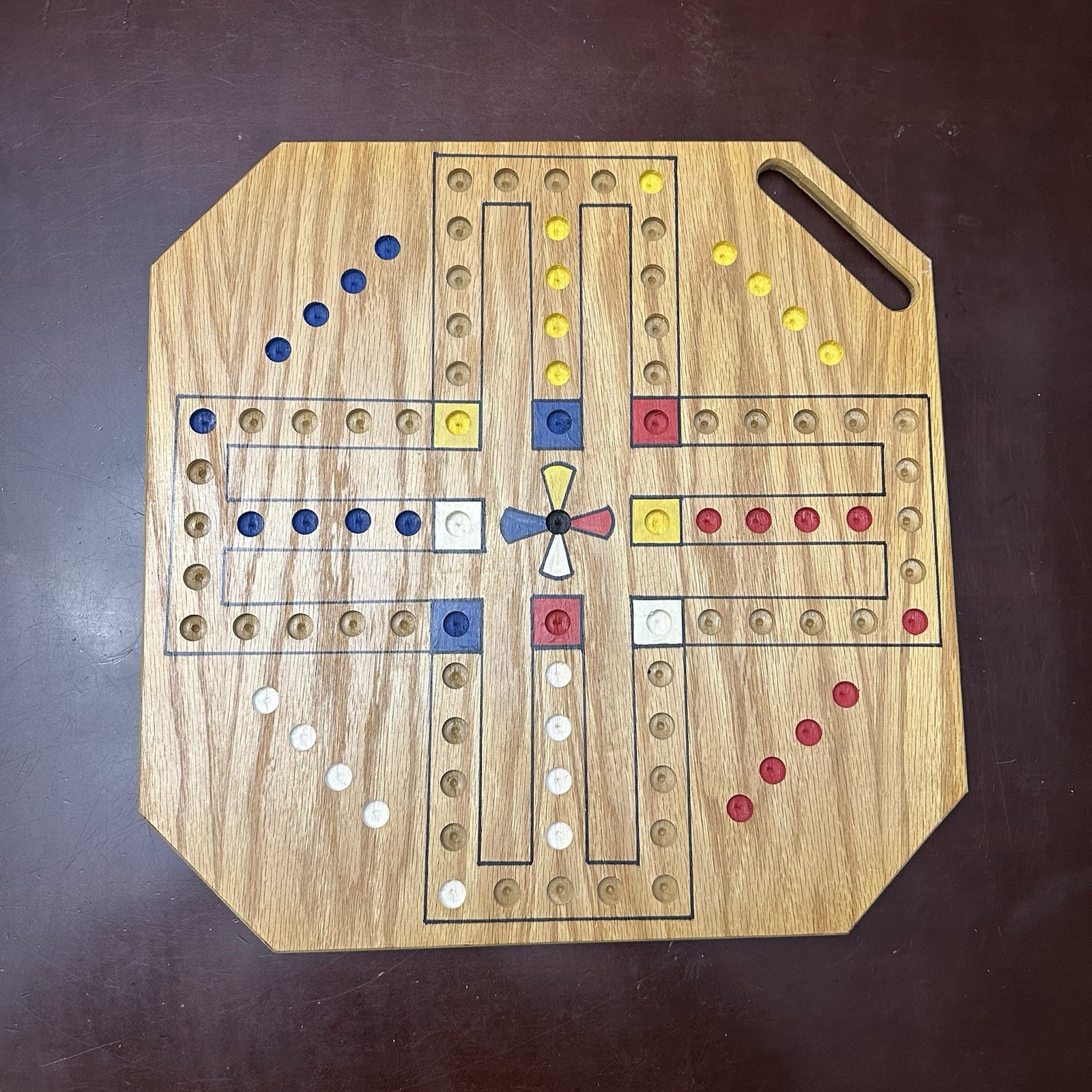 Marbles Wood Aggravation Board Game 2, 4 & 6 player Hand made Wahoo Double Sided